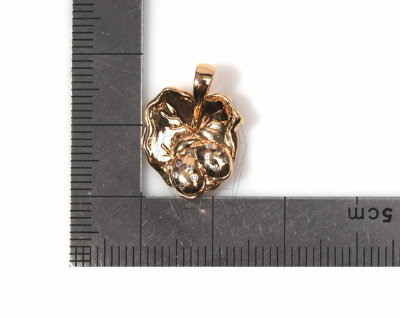 PDT-518-G【1個入り】キュービックジルコニアフラワーペンダント,CZ Flower Pendant 5枚目の画像