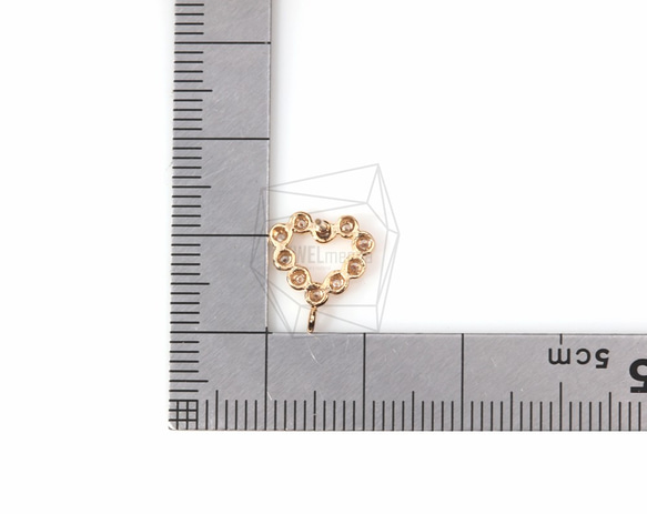 ERG-123-G【2個入り】キュービックジルコニアハートピアス,cz heart Earrings 5枚目の画像