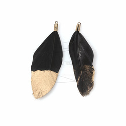 BSC-006-G【5個入り】ダックフェザーチャーム,Gold Dipped Duck Feather Charm 3枚目の画像