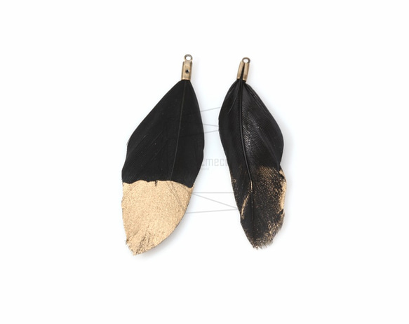 BSC-006-G【5個入り】ダックフェザーチャーム,Gold Dipped Duck Feather Charm 3枚目の画像