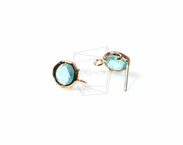 ERG-146-G【2個入り】ガラスピアス,Glass Post Earring(Aqua)/ 8mmx10mm 3枚目の画像