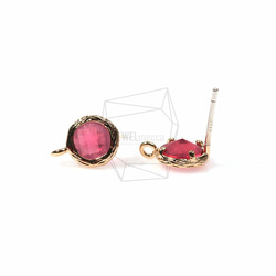 ERG-154-G【2個入り】ガラスピアス,Glass Post Earring(Ruby)/ 8mmx10mm 2枚目の画像