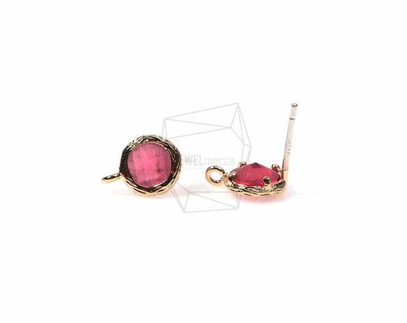 ERG-154-G【2個入り】ガラスピアス,Glass Post Earring(Ruby)/ 8mmx10mm 2枚目の画像