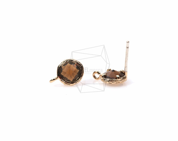 ERG-155-G【2個入り】ガラスピアス,Glass Post Earring(Smoked Topaz) 2枚目の画像