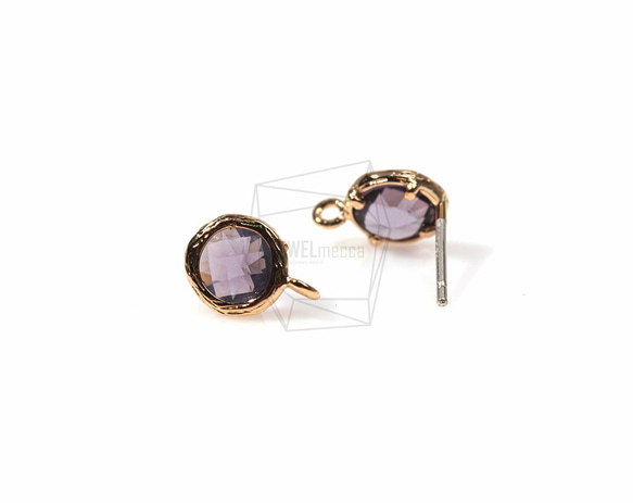 ERG-157-G【2個入り】ガラスピアス,Glass Post Earring(Amethyst)/ 8mmx10mm 3枚目の画像