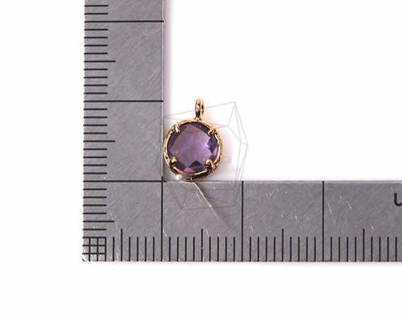 ERG-157-G【2個入り】ガラスピアス,Glass Post Earring(Amethyst)/ 8mmx10mm 5枚目の画像