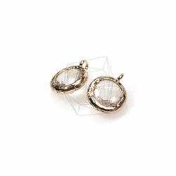 GLA-017-G【2 pieces】圓形玻璃串飾,圓框石串飾(水晶) 第2張的照片