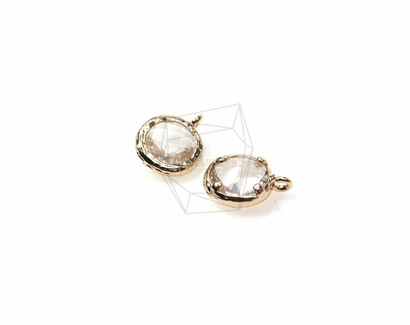 GLA-017-G【2 pieces】圓形玻璃串飾,圓框石串飾(水晶) 第3張的照片