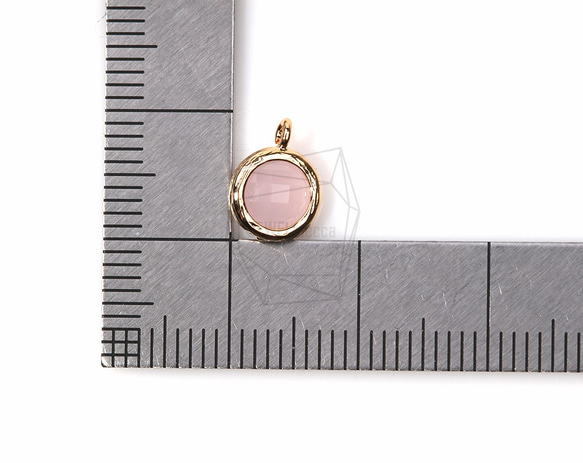 GLA-018-G [2個]圓形框架石飾物（玫瑰色） 第5張的照片
