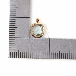 GLA-025-G【2個入り】ラウンドガラスチャーム,Round Framed Stone Charm(Grey) 5枚目の画像