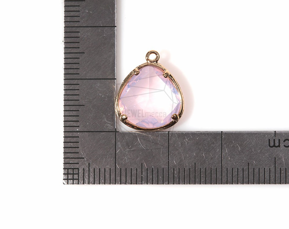 GLA-028-G【2個入り】トライアングルグラスチャーム,Triangle Framed Stone Charm 5枚目の画像