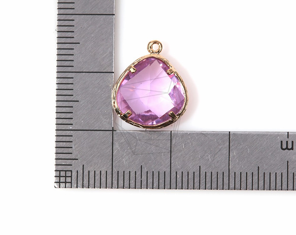 GLA-034-G【2個入り】トライアングルグラスチャーム,Triangle Framed Stone Charm 5枚目の画像