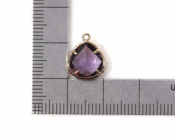 GLA-035-G【2個入り】トライアングルグラスチャーム,Triangle Framed Stone Charm 5枚目の画像