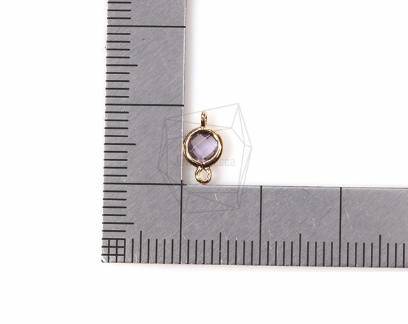 GLA-053-G【2個入り】ラウンドガラス コネクタ,Round Framed Stone Connector 5枚目の画像