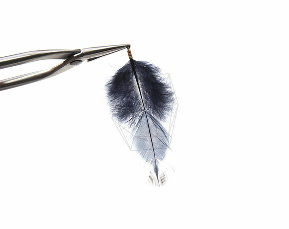 BSC-033-G【5個入り】フェザーチャーム,Navy Feather Charm/30mm x 70mm 3枚目の画像