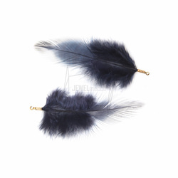 BSC-033-G【5個入り】フェザーチャーム,Navy Feather Charm/30mm x 70mm 4枚目の画像