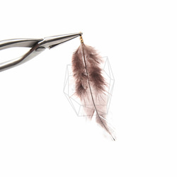 BSC-034-G【5個入り】フェザーチャーム,Brown Feather Charm/30mm x 70mm 2枚目の画像