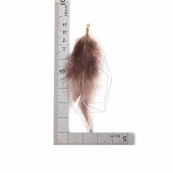 BSC-034-G【5個入り】フェザーチャーム,Brown Feather Charm/30mm x 70mm 3枚目の画像