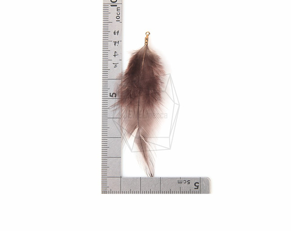 BSC-034-G【5個入り】フェザーチャーム,Brown Feather Charm/30mm x 70mm 3枚目の画像