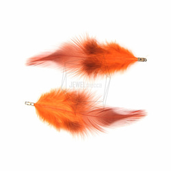 BSC-035-G【5個入り】フェザーチャーム,Orange Feather Charm/30mm x 70mm 2枚目の画像