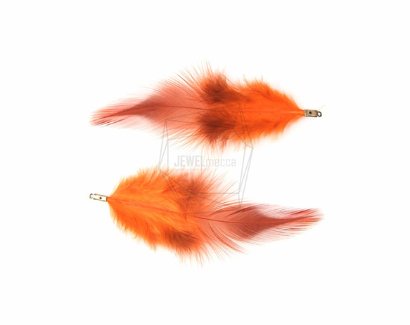 BSC-035-G【5個入り】フェザーチャーム,Orange Feather Charm/30mm x 70mm 2枚目の画像