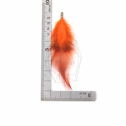 BSC-035-G【5個入り】フェザーチャーム,Orange Feather Charm/30mm x 70mm 4枚目の画像