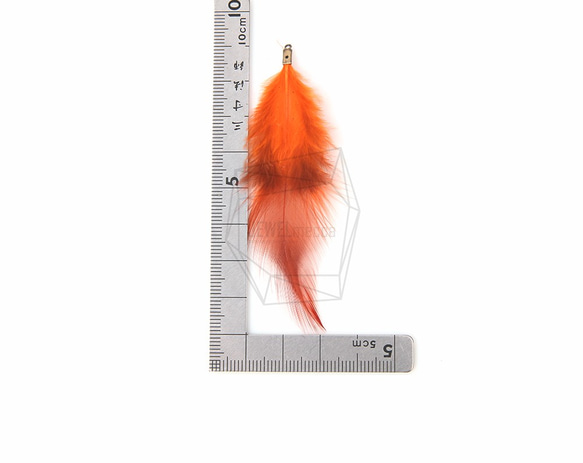 BSC-035-G【5個入り】フェザーチャーム,Orange Feather Charm/30mm x 70mm 4枚目の画像