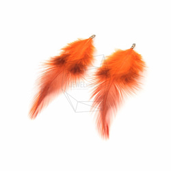 BSC-035-G【5個入り】フェザーチャーム,Orange Feather Charm/30mm x 70mm 5枚目の画像
