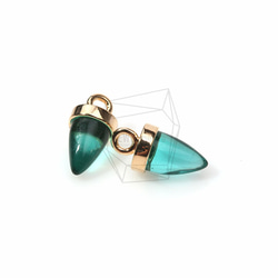 GLA-057-G【2個入り】ラウンドコーンガラス,Round Cone Glass Charm(Green) 4枚目の画像