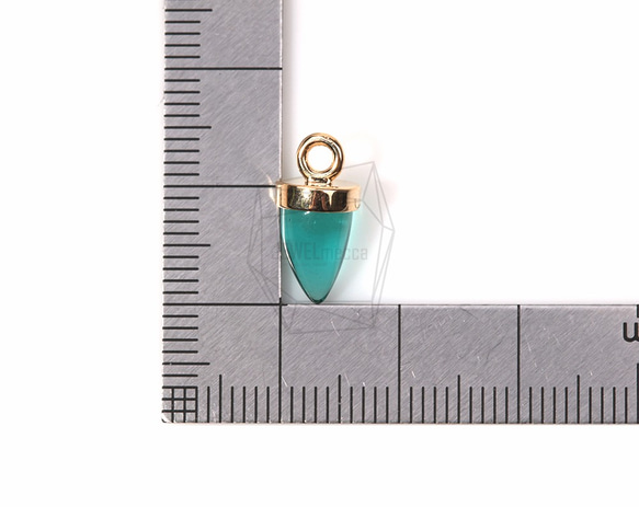GLA-057-G【2個入り】ラウンドコーンガラス,Round Cone Glass Charm(Green) 5枚目の画像