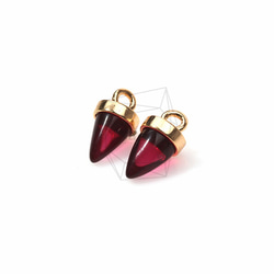 GLA-062-G【2個入り】ラウンドコーンガラス,Round Cone Glass Charm(Ruby) 2枚目の画像