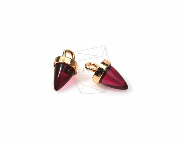 GLA-062-G【2個入り】ラウンドコーンガラス,Round Cone Glass Charm(Ruby) 3枚目の画像