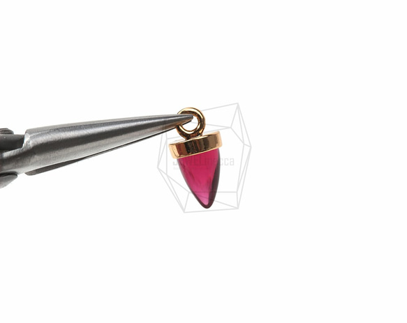 GLA-062-G【2個入り】ラウンドコーンガラス,Round Cone Glass Charm(Ruby) 4枚目の画像