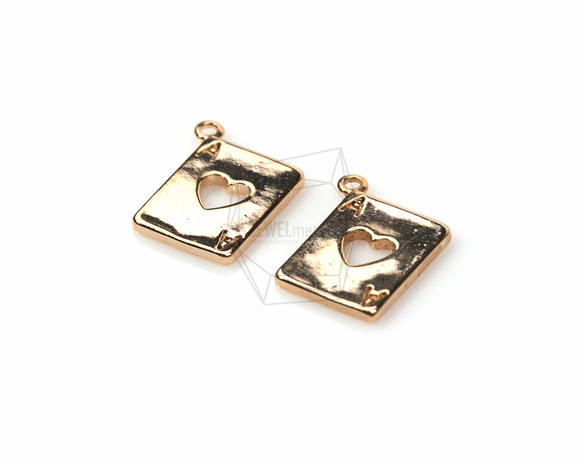 PDT-613-G【2個入り】エースハートカードペンダント,Ace Heart Card Shape Pendant 2枚目の画像