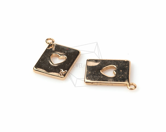 PDT-613-G【2個入り】エースハートカードペンダント,Ace Heart Card Shape Pendant 3枚目の画像