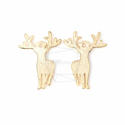 PDT-665-MG【2個入り】フラットディアペンダント,Flat Deer Pendant/29mm x 22mm 1枚目の画像