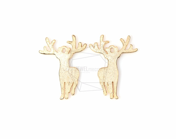 PDT-665-MG【2個入り】フラットディアペンダント,Flat Deer Pendant/29mm x 22mm 1枚目の画像