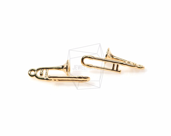 PDT-684-G【2個入り】トロンボーンチャーム,Trombone Charm/22mm x 8mm 3枚目の画像