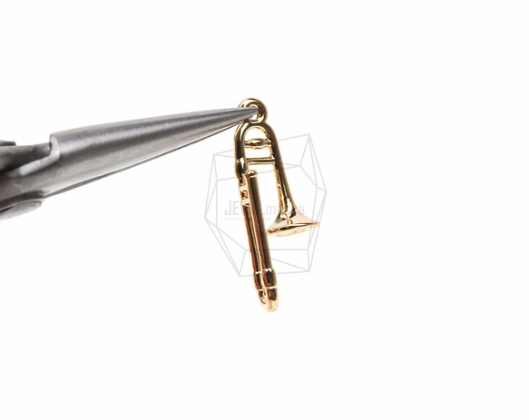 PDT-684-G【2個入り】トロンボーンチャーム,Trombone Charm/22mm x 8mm 4枚目の画像