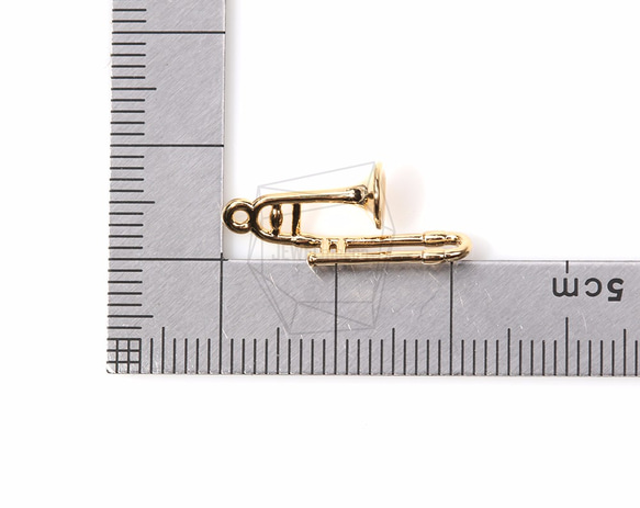 PDT-684-G【2個入り】トロンボーンチャーム,Trombone Charm/22mm x 8mm 5枚目の画像