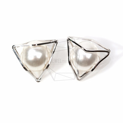 PDT-601-R【4個入り】パールトライアングルチャーム,/Pearl In Triangle Frame Charm 1枚目の画像