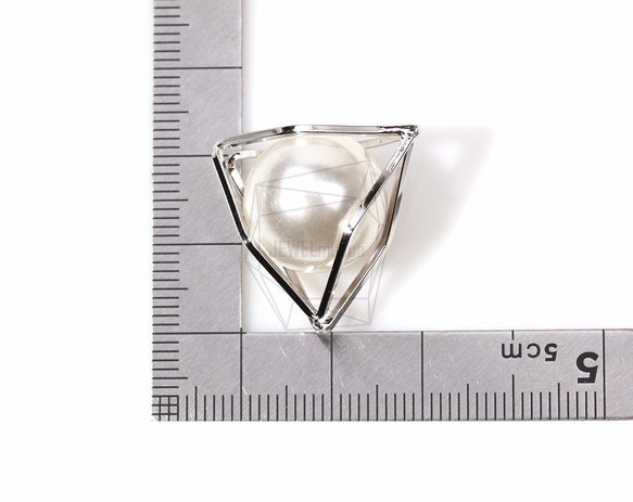 PDT-601-R【4個入り】パールトライアングルチャーム,/Pearl In Triangle Frame Charm 5枚目の画像