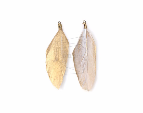 BSC-045-G【5個入り】ダックフェザーチャーム,Gold Color Duck Feather Charm 3枚目の画像