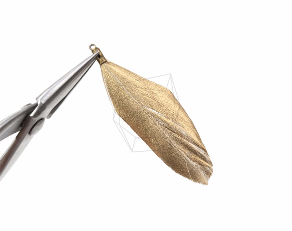 BSC-045-G【5個入り】ダックフェザーチャーム,Gold Color Duck Feather Charm 4枚目の画像