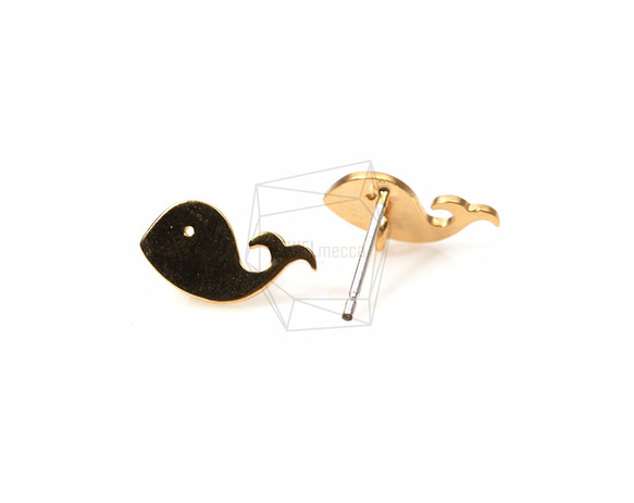 ERG-177-MG【2個入り】ホエールピアス,Whale Earring Post/12mm x 6mm 2枚目の画像