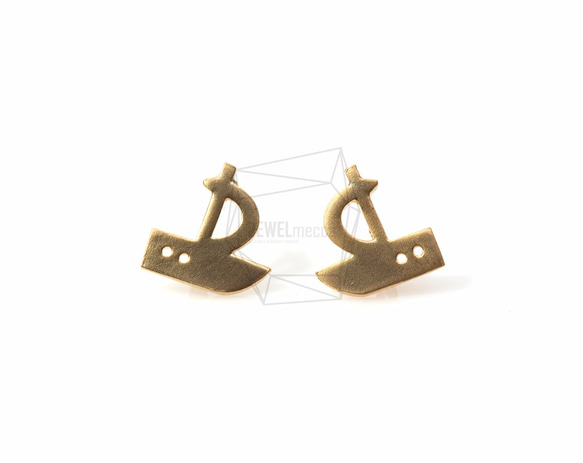 ERG-181-MG【2個入り】ボートピアス,Sail Boat Earring Post/9mm x 8mm 1枚目の画像