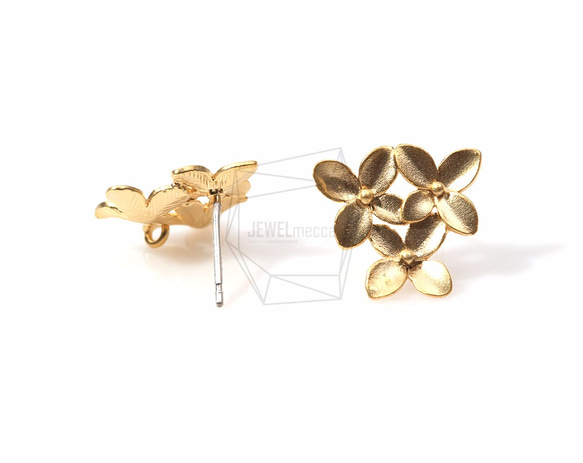 ERG-189-MG【2個入り】スリーフラワークラスタピアス,Three Flower Cluster Earring 3枚目の画像