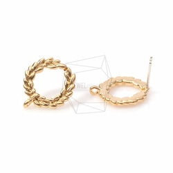 ERG-196-MG【2個入り】リースピアス,Wreath Earring Post/15mm x 15mm 3枚目の画像