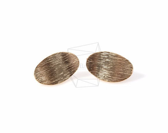 ERG-198-MG【2個入り】ラウンドウエーブピアス,Bent Textured Oval Earring Post 1枚目の画像