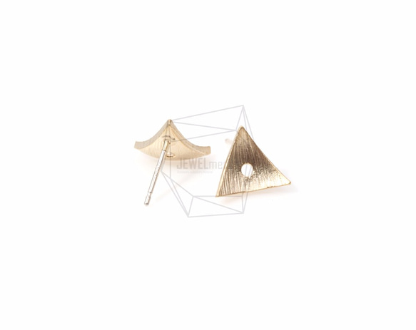 ERG-202-MG【2個入り】オーバルリーフピアス,Pierced Bent Triangle Earring 2枚目の画像